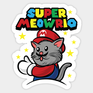 Halloween cat costume super meowrio Sticker